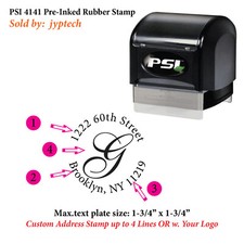 1-5/8x1-5/8 Custom Address Stamp OR Business Logo Stamp PSI 4141 Pre-Inked Stamp