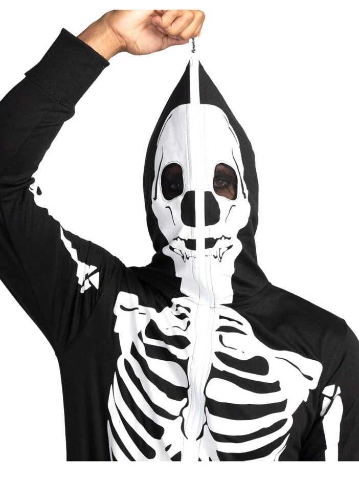 Disfraz Esqueleto Halloween Elfos Tipsy Unisex Talla GRANDE NUEVO CON ETIQUETAS Cremallera Completa Con Capucha Foto 2 de 4