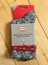 Hunter Original Black Branded College Mouline Chelsea Short Boot Socks - L/XL