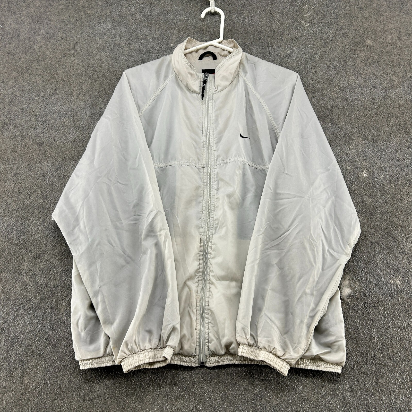 SACAI X NIKE Giacca Nike VINTAGE uomo L bianca giacca a vento full zip swoosh foderata in rete nylon anni 90