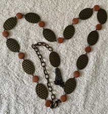Chain Belt Bronze Wood Belt 32 Adjustable With 12 Chain Tassel Vintage Boho