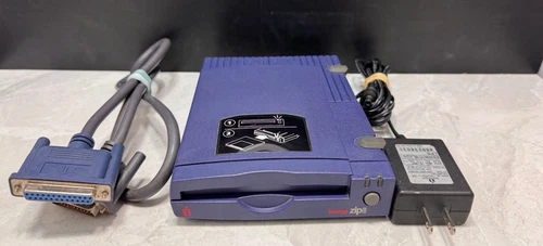 Iomega Zip 100 Z100P2 Drive External With Parallel Cable & AC Adapter