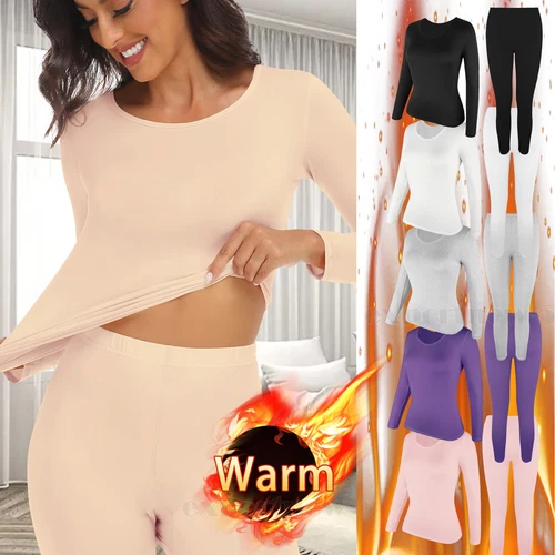 Winter Thermo Unterwäsche Set Damen Long Johns Base Layer Oberteil Unterteil ohne Fleece - Bild 1 von 27