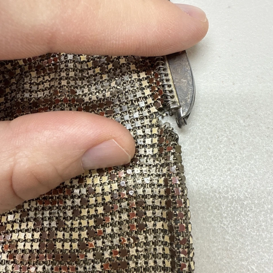 Cartera vintage Whiting & Davis esmalte malla con cuentas diseño Art Deco aleta LEER Foto 4 de 4