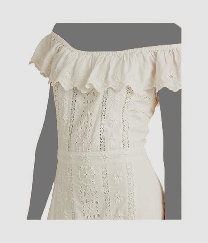 $266 Ralph Lauren Women's White Eyelet Over-The-Shoulder Dress Petite Size 8P - Picture 3 of 3