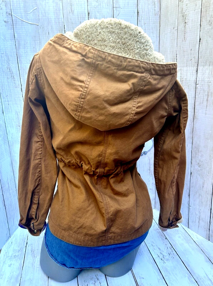 PATAGONIA CON CAPUCHA PRAIRIE DAWN Cremallera y Snap Frontal XS Marrón Tostado Algodón Orgánico ¡EXCELENTE ESTADO USADO!! Foto 2 de 4