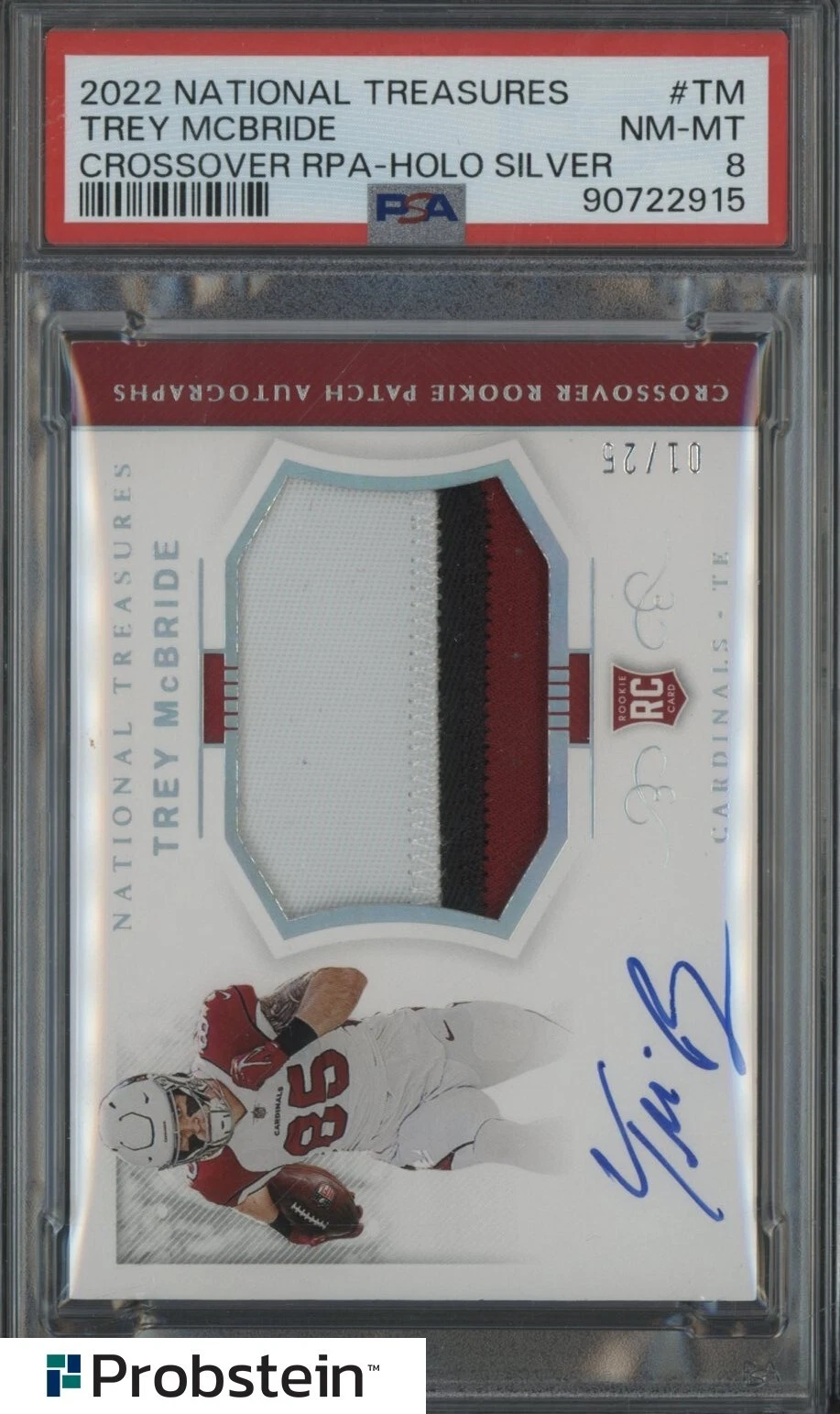 Trey McBride Panini National Treasures Crossover Rookie Patch Autograph #TM Holo Silver