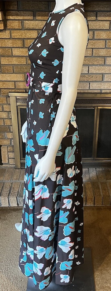 DVF Elliot 上品 取り外し可能ベルト フローラル マキシ ワンピ Diane Von Furstenberg Elliot Belted Maxi Dress Brown Blue