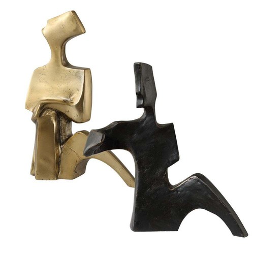 PAIR OF AFFECTION COUPLE MODERN & INDUSTRIAL LOOKING IRON STATUE SCULPTURE 18149 - Picture 3 of 5
