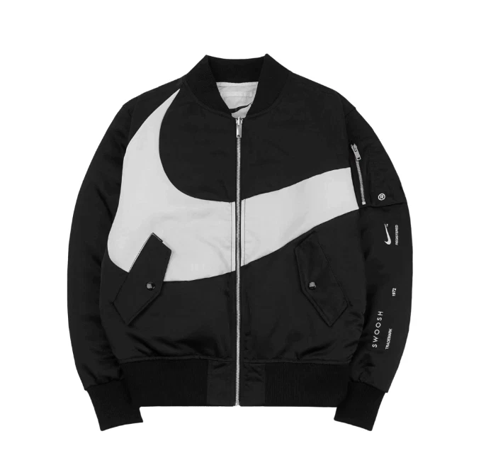 Nike bomber jacket black and white clearance