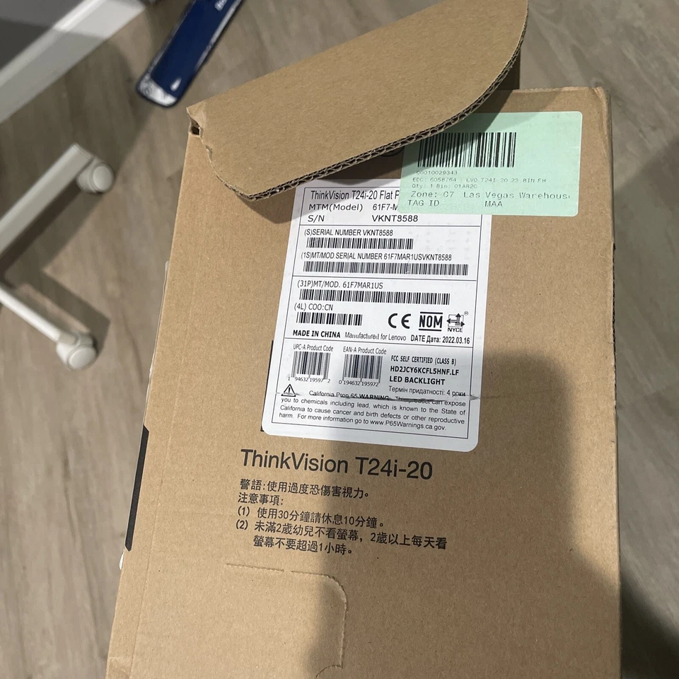 Новый запечатанный плоскопанельный монитор Lenovo ThinkVision T24i-20 61F7-MAR1-US - Изображение 2 из 3