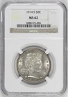 1914-S Barber Half Dollar 50c NGC MS62, Choice Original, Tough In UNC [BN006]