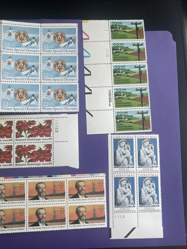 US Plate 8 Blocks 22c Stamps 1985-1986, MNH, VF/XF - Image 4 of 4