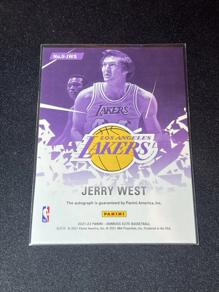 2021-22 Panini Donruss Elite Impact Impressions Jerry West Auto Red Green Lakers - Imagem 2 de 2