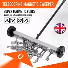 17" Telescoping Magnetic Sweeper Rolling Pickup Tool Wheels Screws Nails Finder
