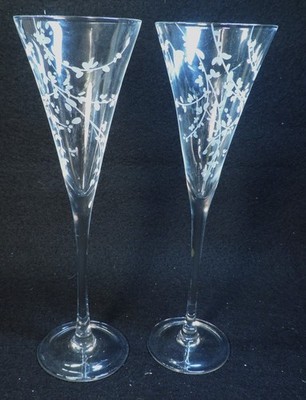 2 KATE SPADE NEW YORK Lenox GARDNER STREET BOUQUET Etched CHAMPAGNE FLUTES (MINT
