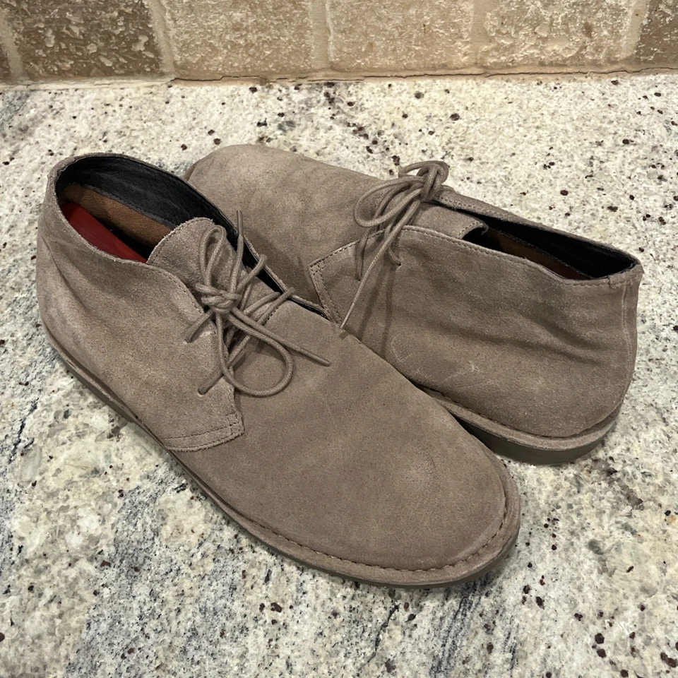 J.Crew Chukka 靴子 男式 9 美国麂皮绒 皮革 灰色 米色 踝系带 AAC89 — 第 2/4 张图片