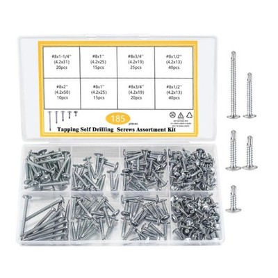 185 Pcs Self Tapping Screws M4.2 Flat Head Self Drilling Screws Phillips Head US