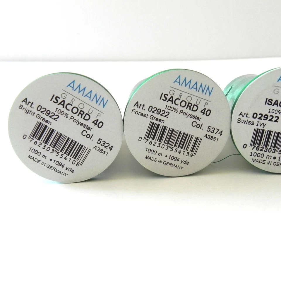 Amann Isacord 40 100% Polyester Lot of 4 Green Shades 1000M - Image 3 of 4