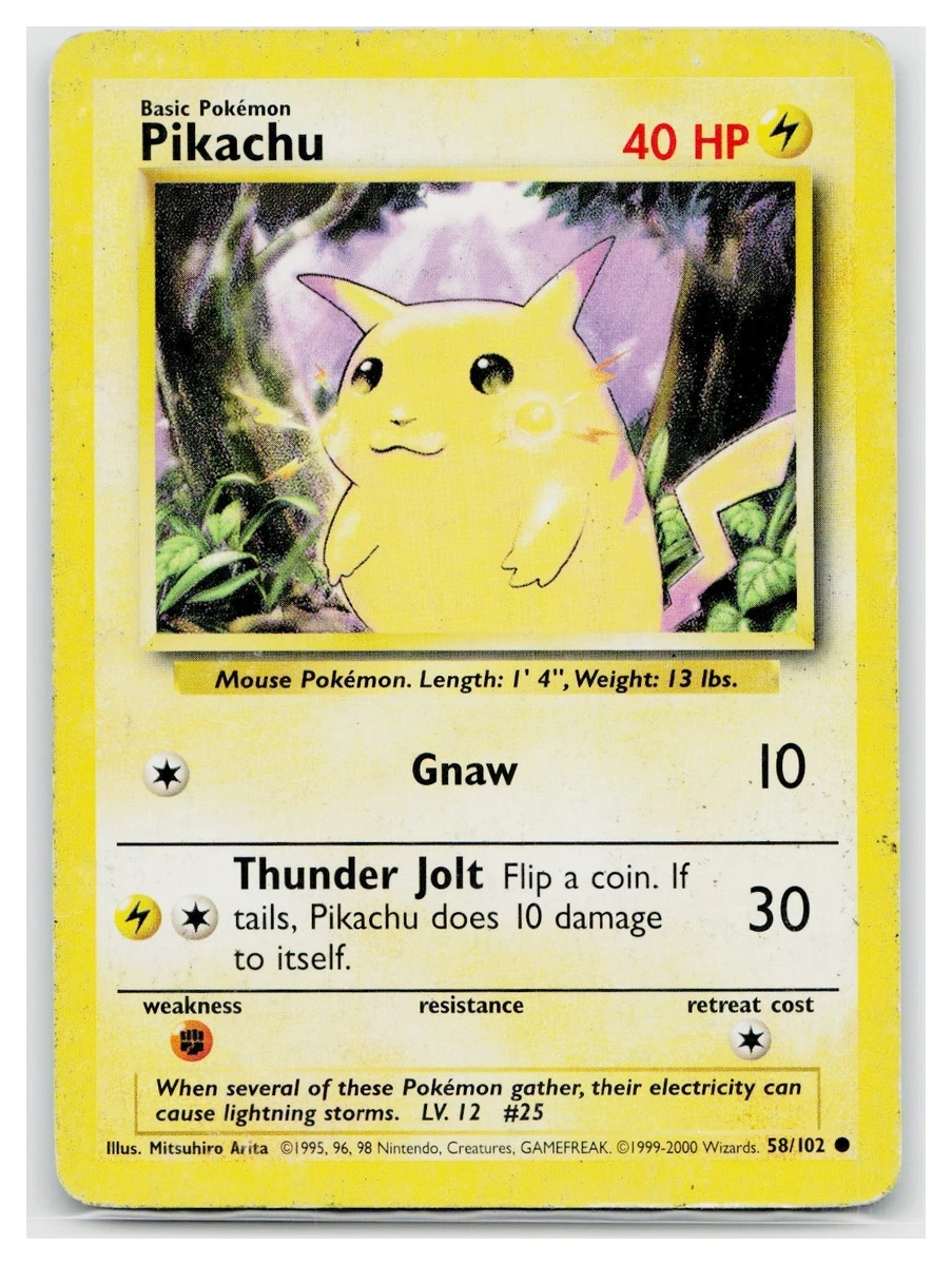 Pikachu Pokémon TCG Individual Trading Card Games Base Set in