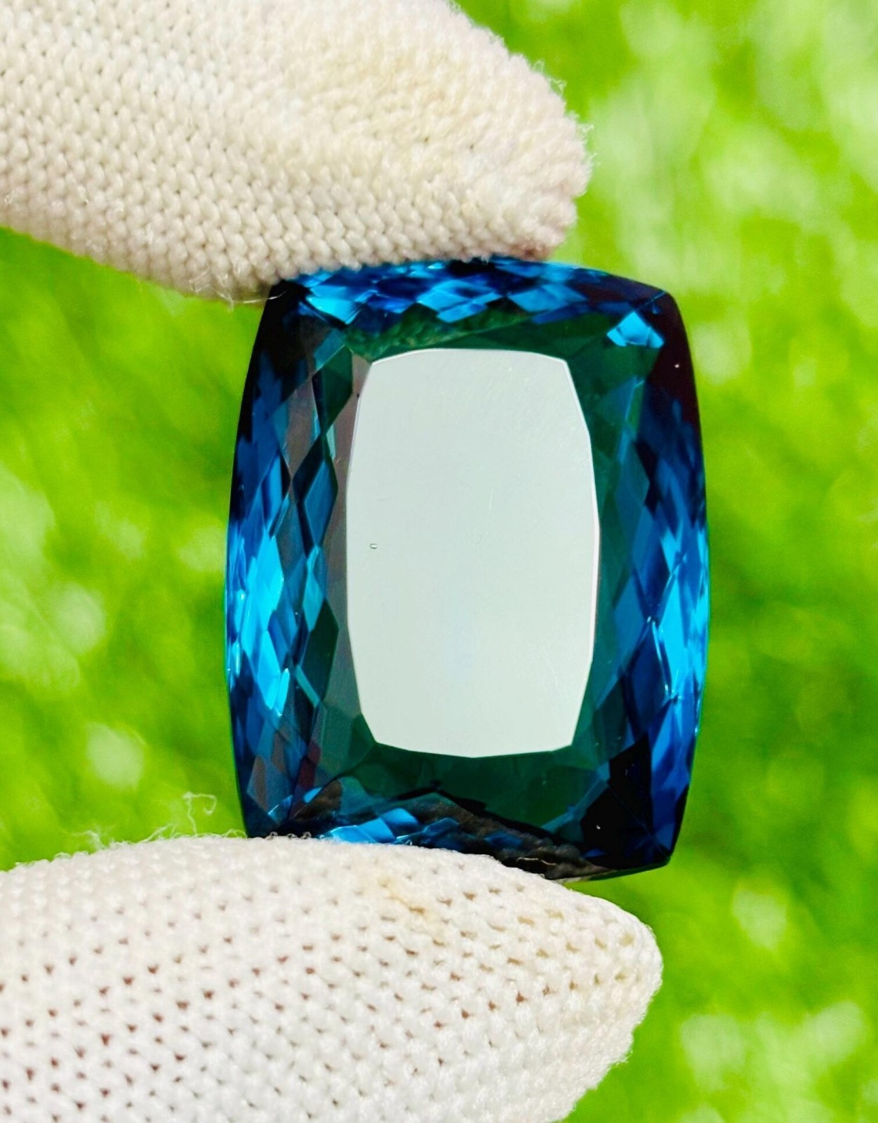 Natural 70 Ct London Blue Topaz Cushion  Cut Certified Loose Gemstone