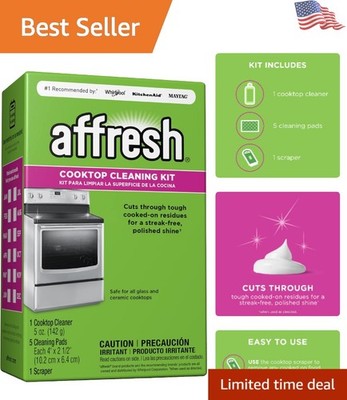 Deluxe Cooktop Cleaning Set with 5 Oz Cleaner, Pads & Scraper for Glass Surfaces