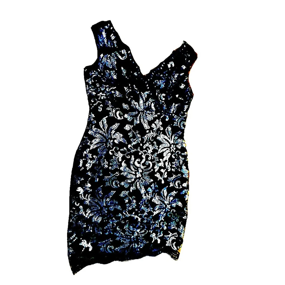 NWT!!! Cartise Rendez-vous Blue Sequin Dress Size 10 ,Sexy, Sleevleess, V-Neck - Image 4 of 4