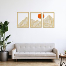 Image of 3Pcs Mountain Metal Wall Art Decorative Painting Home Furnishing Abstract Art