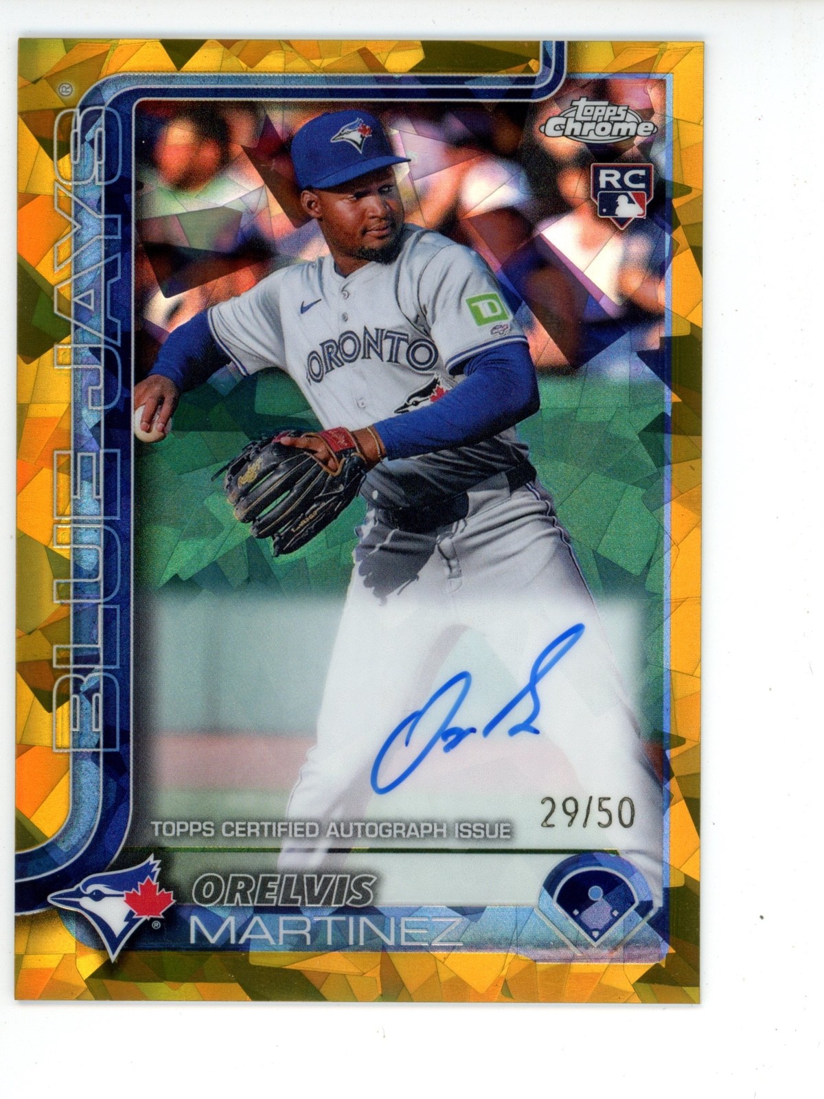 2025 Topps Chrome Rookie Autographs Orelvis Martinez RA-OM Gold Refractor /50 RC