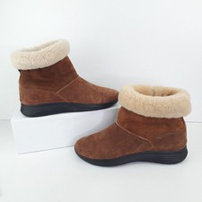 Hotter Womens Boots UK 6 Chestnut Brown Insulated Pull On Ladies Ankle Suede