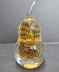 Vintage Murano Blown Art Glass Amber Clear Controlled Bubble Teardrop Pear Fruit