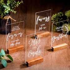 Chunful 4 Pcs Acrylic Wedding Signs with Stand 5 X 7 Inch Clear Cards and Gifts 