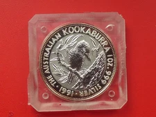 Australien, 5 Dollars 1991, Kookaburra, 1 OZ Silber, original