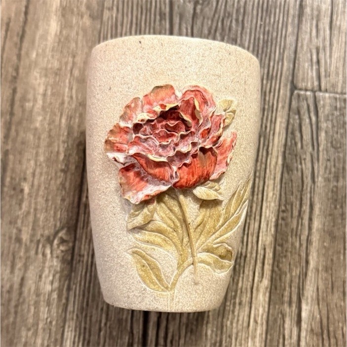 Handmade Ceramic Floral Pottery Vase Hand Painted Decorative Red Flower