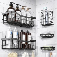 Adhesive Shower Caddy, 5 Pack Rustproof Stainless Steel Bath XL size Black