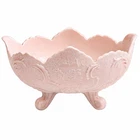 VNT 1950'S Jeannette Shell Pink Milk Glass Ceramic Footed Bowl Scalloped Edge
