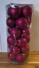 Vickerman Christmas Tree Ornaments Purple Raspberry Color 24 Count Shatterproof 