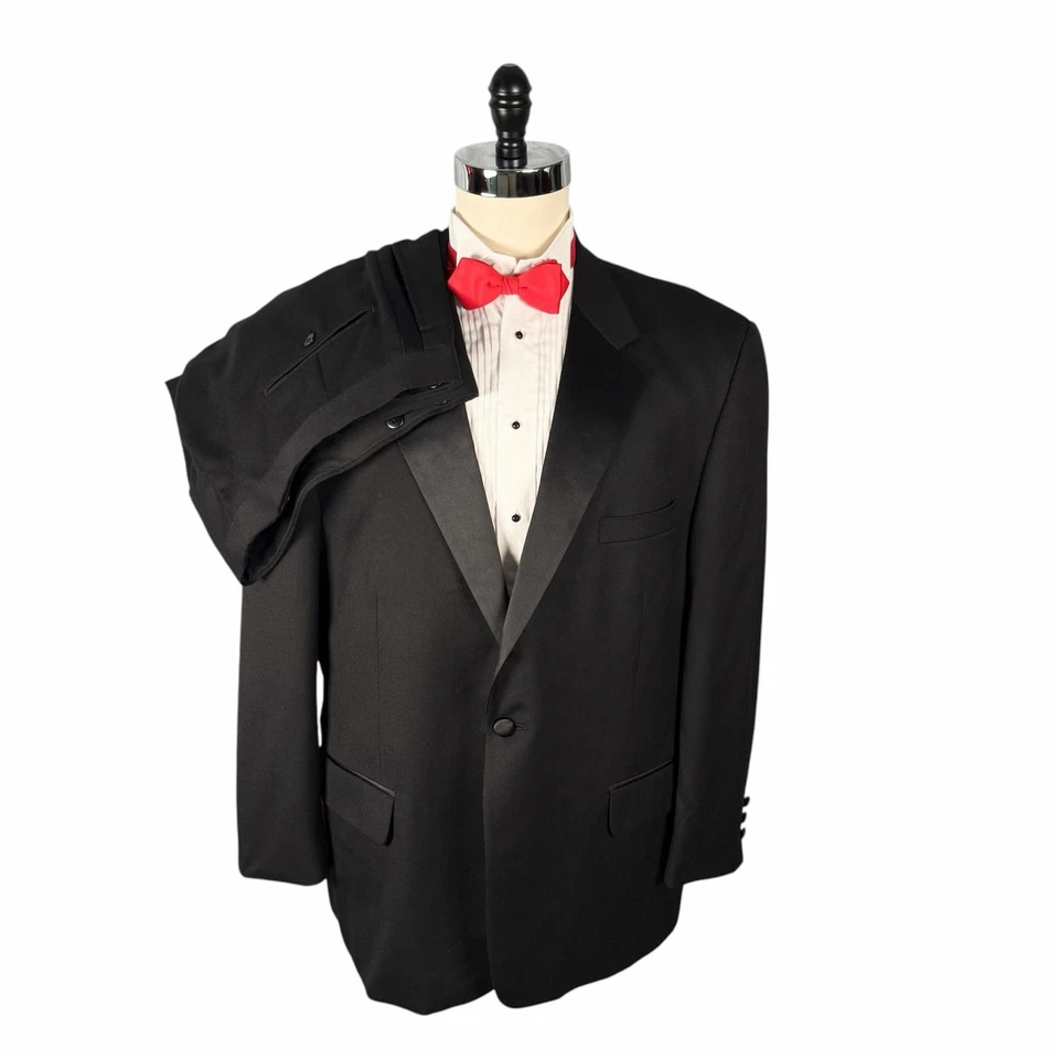 Versini Tuxedo Mens 46S Black Wool One Button Double Pleated Pants 40x29 Formal - Image 2 of 4