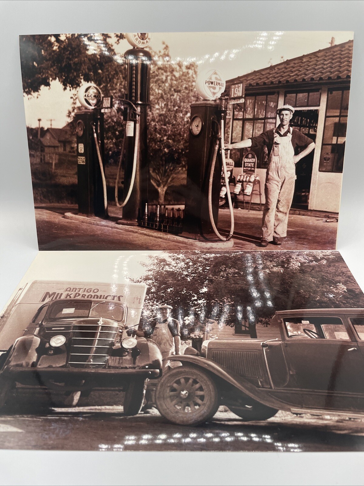Vintage Black & White Gas Station Auto Film Photograph 12 X 8 In