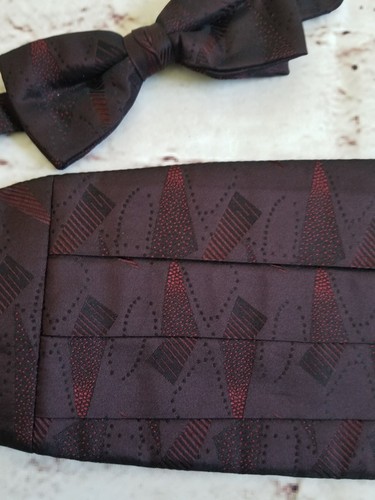 JUNGEN Valentino 100 % Seide, verstellbar, plissiert Kummerbund und Fliege Abschlussball formell - Bild 5 von 12