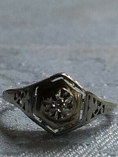Antique Victorian 18K White Gold Filigree Sma...