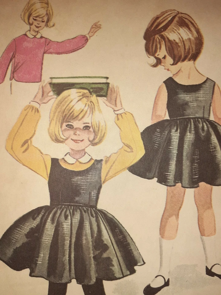 McCall's 5983 Dress Jumper Blouse Sewing Pattern Girls 2 VTG 60s Cut Fit Flare - Image 2 of 4