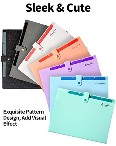 Sooez Cute 5 Pocket Folder with Labels, Letter Size Expanding Organizer, Portabl - Picture 7 of 7