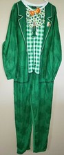 MEN NEW NWT XL ST PATRICKS DAY FLEECE 1 PC SLEEPER UNION SUIT BOW TIE PAJAMA