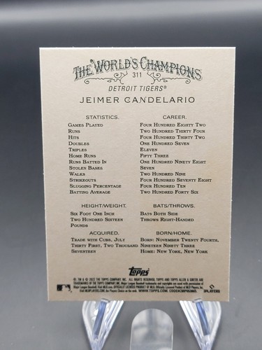 2022 Topps Allen & Ginter Jeimer base candelario stampa corta SP #311 - Foto 2 di 2