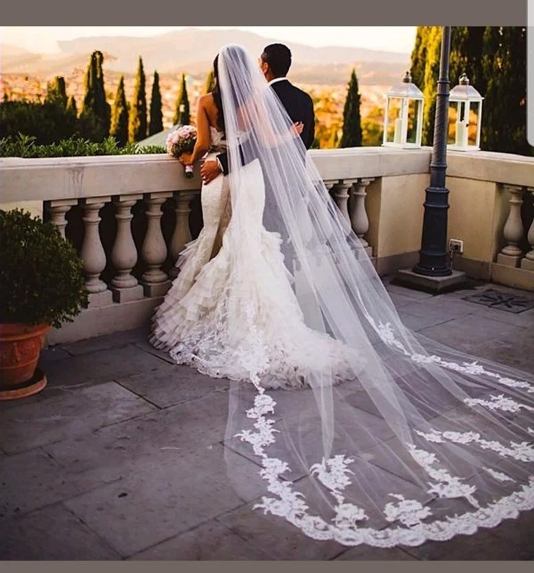 Cathedral Veil 5 Meters Pearls, 5 Meter Long Bridal Veils