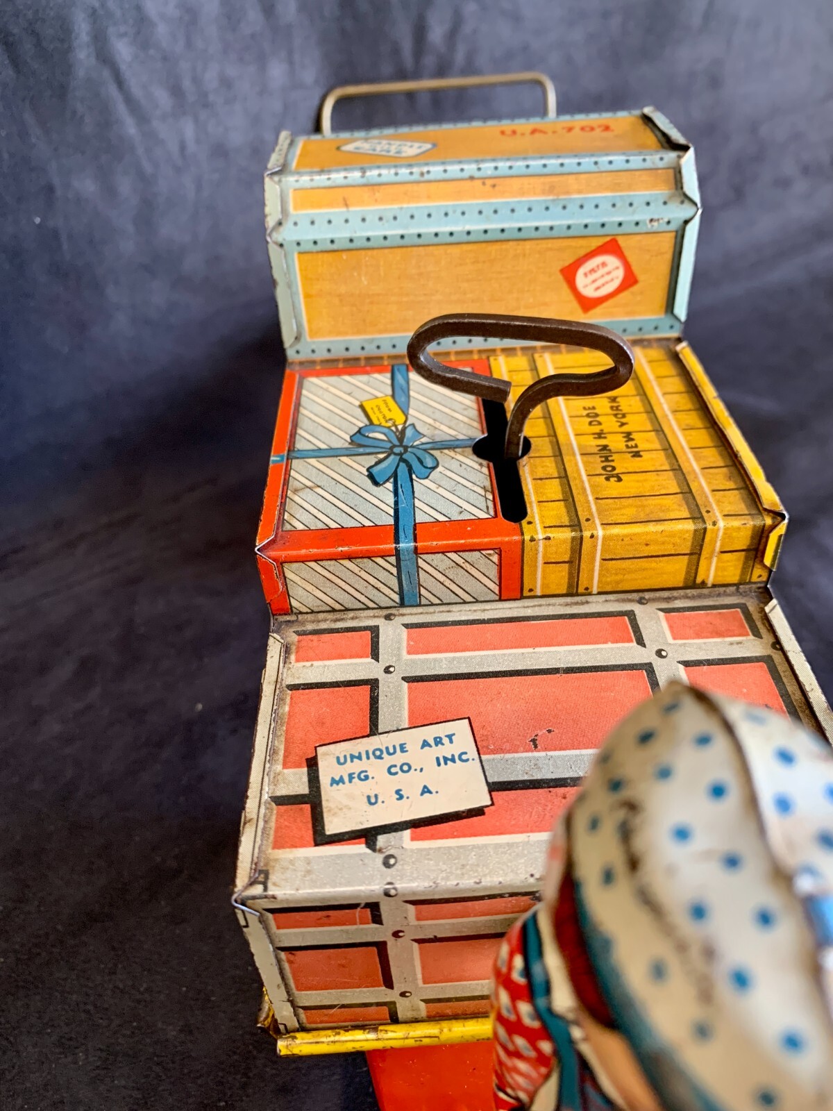 Vintage Unique Art Finnigan Porter Wind Up Tin Litho USA WORKS 1950s Ex Cond