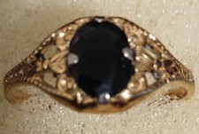 NATURAL Black Onyx Ring, Gold plated