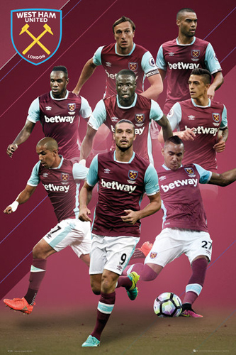 West Ham United 8-Player Action 24x36 POSTER Feghouli, Carroll