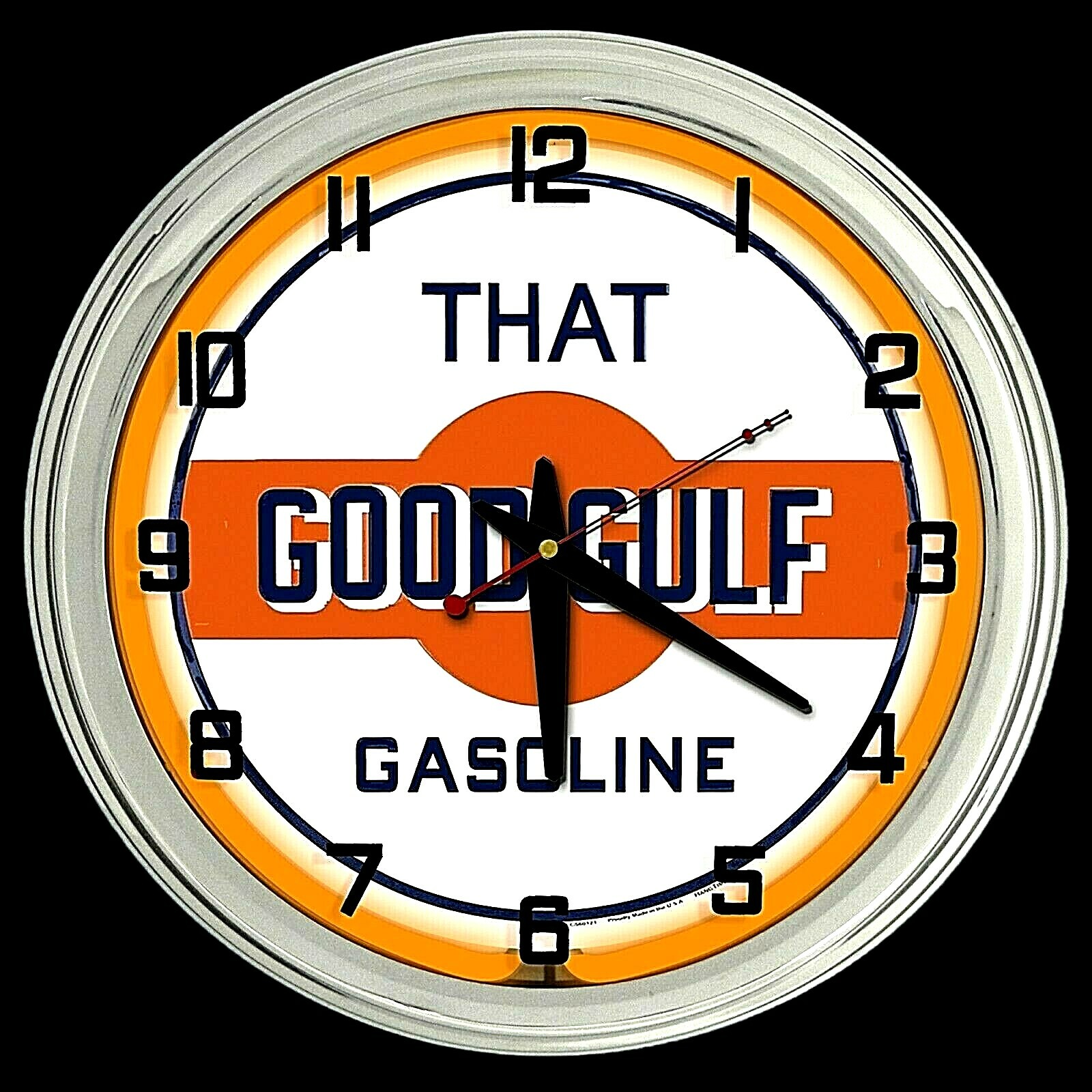 16" That Good Gulf Gasoline Gas Oil Sign Orange Neon Clock Man Cave | eBay